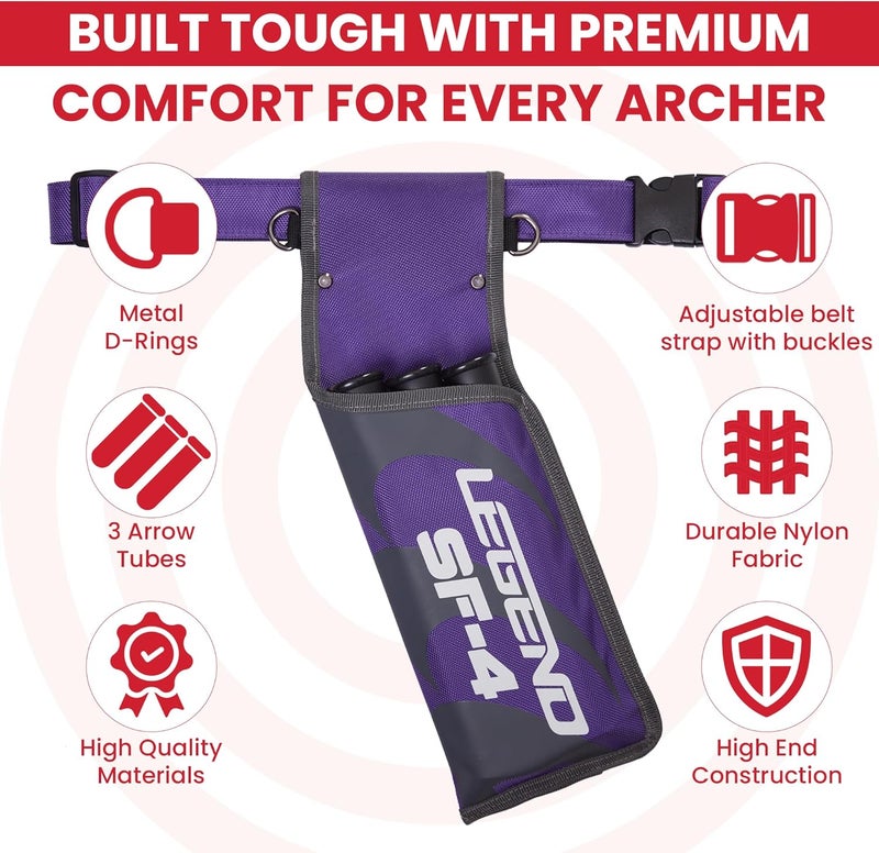 Legend SF4 Hip Quiver for Arrows -vBeginner-Friendly Right-Handed Arrow Quiver with 3 Arrow Tubes, Durable Archery Quiver with Adjustable Belt Strap, Waist Quiver Arrow Holder for Target Shooting - Image 4